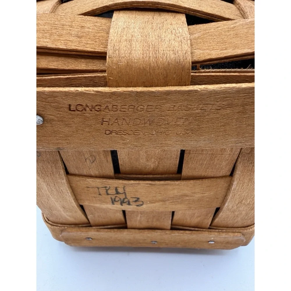 Longaberger 1993 Inaugural Basket w Liner & Protector Signed 5x5x8